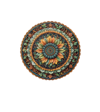 Mandala minta homokszín pólón