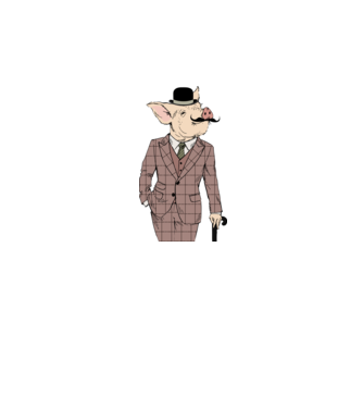 British style Hipster Pig minta szürke pólón