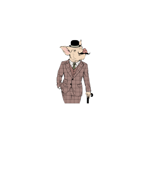 British style Hipster Pig minta fehér/piros pólón