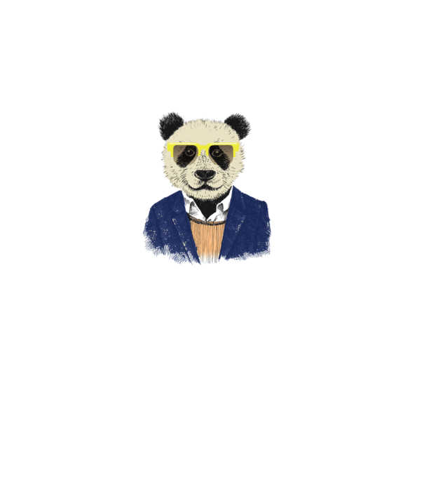 Hipster Panda minta fehér pólón