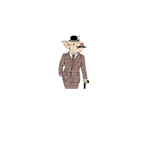 British style Hipster Pig minta szürke pólón