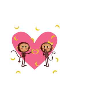 Szerelmes majmok minta világoskék pólón