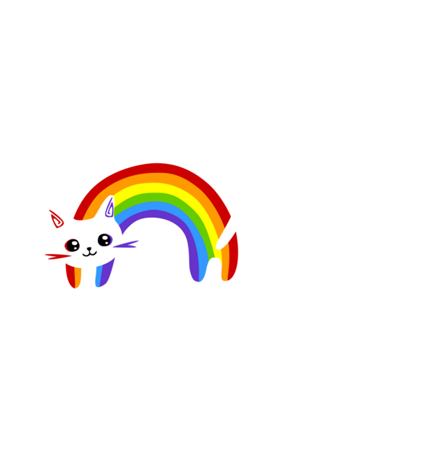 Rainbowkitty minta fehér pólón