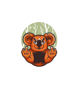 koala beint -  antiszociális  minta fehér pólón