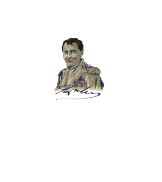 Bonaparte Napoleon színes minta fehér pólón