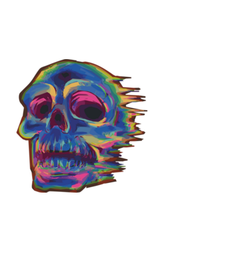 Koponya  glitch art minta fekete pólón