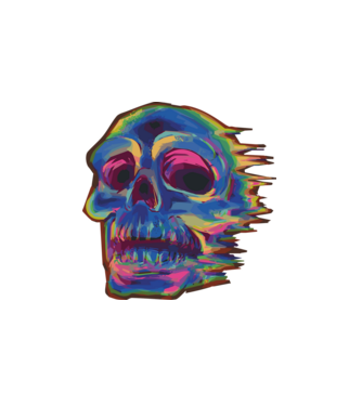 Koponya  glitch art minta fehér pólón