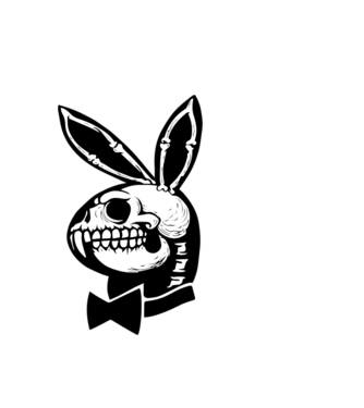 Playboy nyuszi csontváz minta fehér pólón