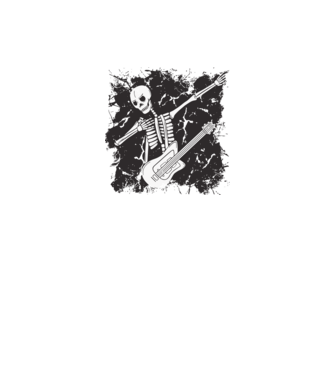 Csontváz gitárral minta szürke pólón