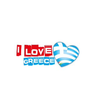 I LOVE GREECE magyar zászlócskával minta fehér pólón