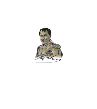 Bonaparte Napoleon színes minta szürke pólón