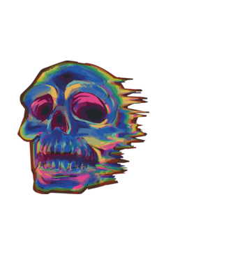 Koponya  glitch art minta fehér pólón