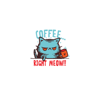 Coffee right MEOW ! minta farmerkék pólón