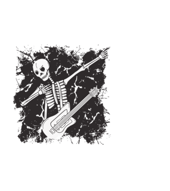 Csontváz gitárral minta világoskék pólón