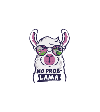 Láma - no problama - motivációs minta minta fehér pólón