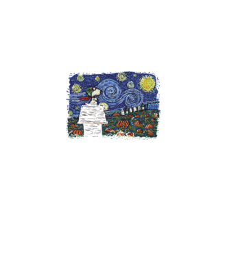Halloween - Snoopy - Van Gogh style - sötét alaphoz minta farmerkék pólón
