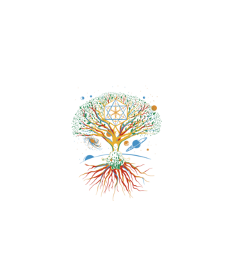 Világfa, tree of the universe minta fekete pólón