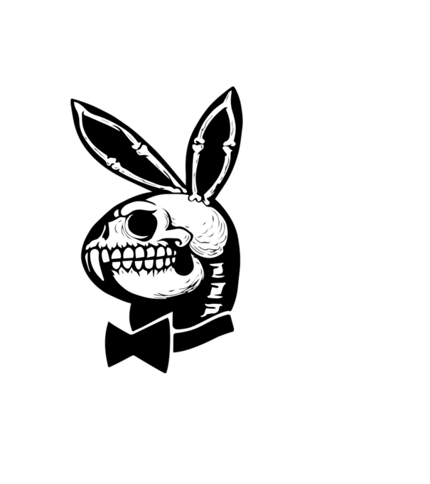 Playboy nyuszi csontváz minta világoskék pólón