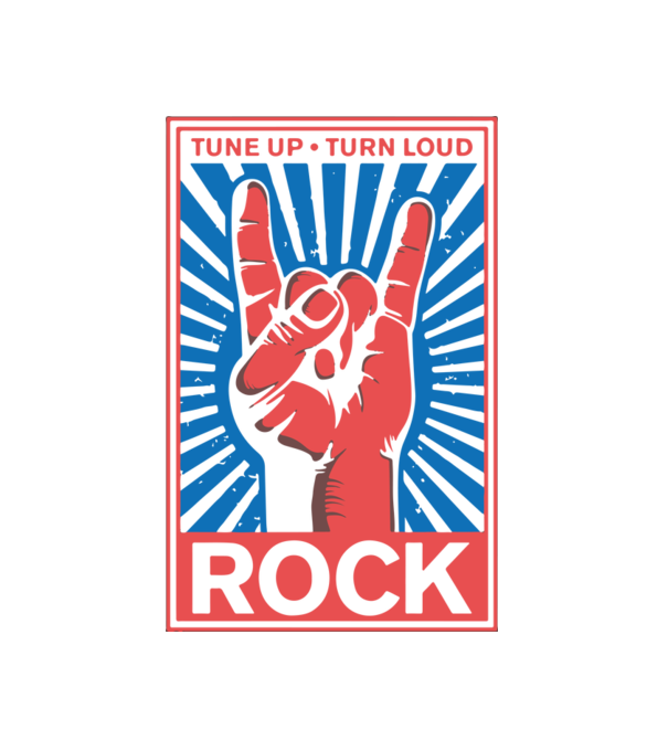 Rock zene tekerd hangosra minta fehér pólón