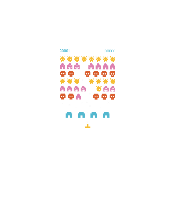 Retro space video game minta fekete pólón