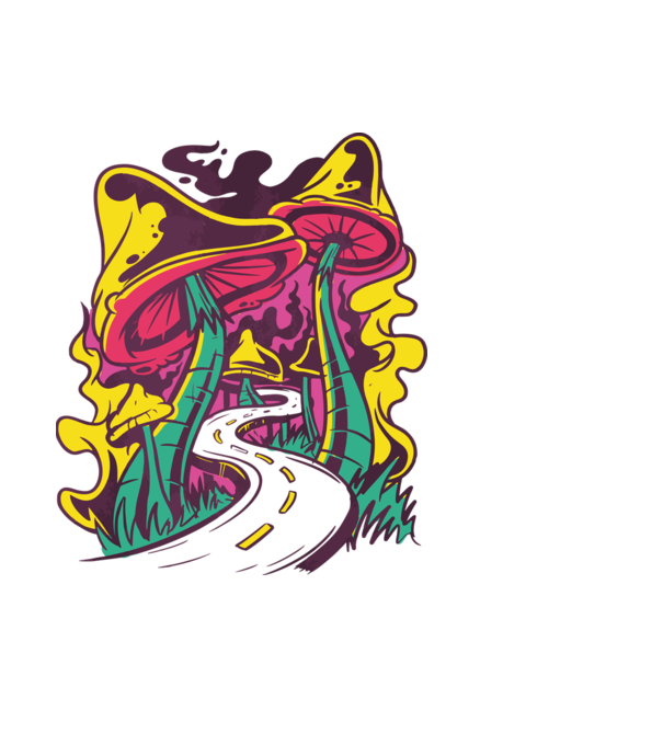 Magic mushrooms minta sötétkék pólón