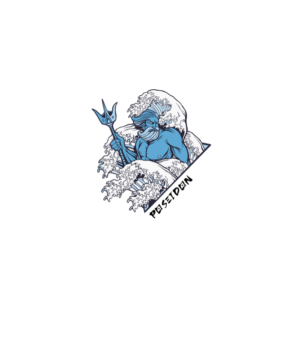 Poseidon - Poszeidón a tengerek istene minta királykék pólón