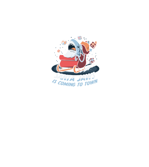 Santa jaws - cápa mikulás minta sötétkék pólón