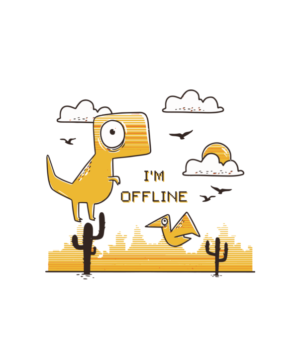 T-rex Chrome - I am offline minta fehér pólón