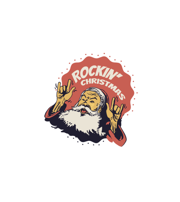 Ütős Karácsony - Rockin' Christmas minta fehér pólón