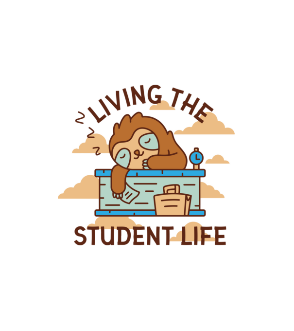 Student life - a tanulók élete minta fehér pólón