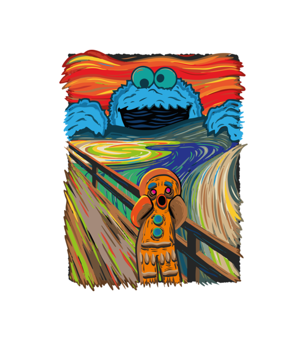 Cookie Monster - Mézi - Sikoly - E.Munch minta fehér pólón