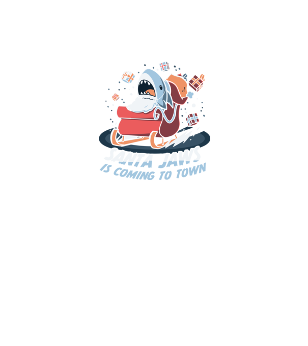 Santa jaws - cápa mikulás minta fekete pólón