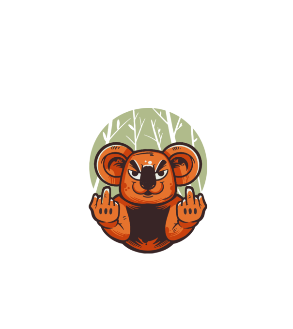 koala beint - antiszociális minta piros pólón