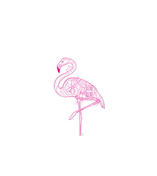 Flamingó minta fekete pólón