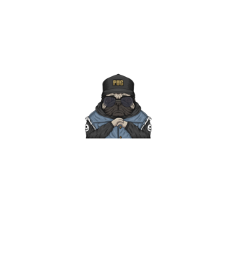 PUG minta fekete pólón