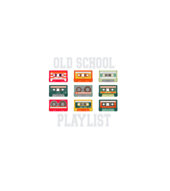 Old School Playlist minta fekete pólón