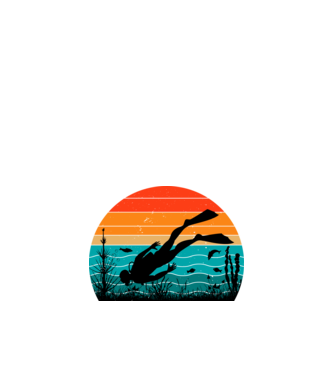 Búvár Vintage Grafika minta fekete pólón