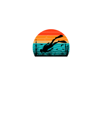 Búvár Vintage Grafika minta fekete pólón