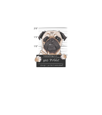 Bad Puggy minta fehér pólón