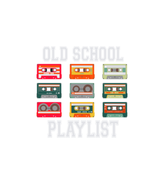 Old School Playlist minta fehér pólón