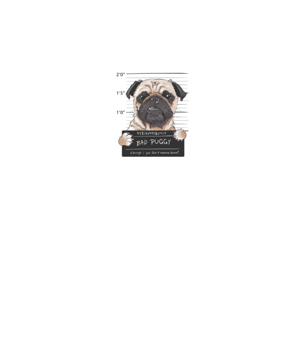 Bad Puggy minta fehér pólón