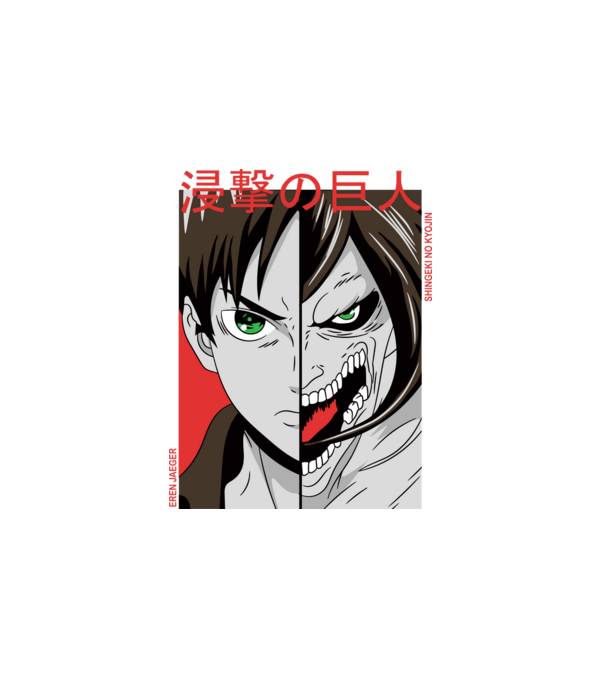 Eren Yeager - Attack Titan minta fehér pólón