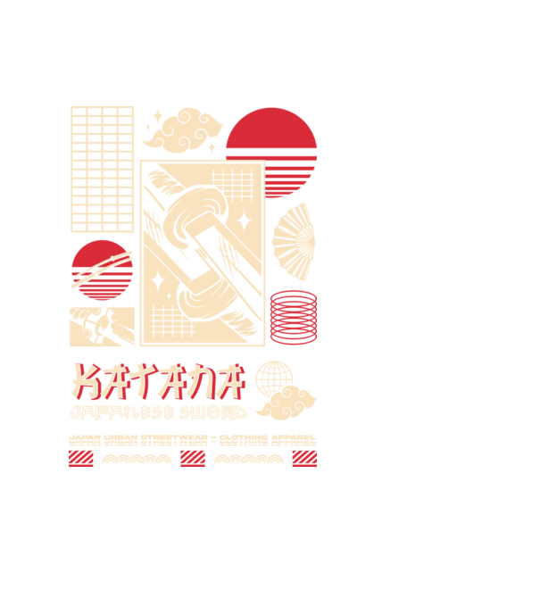 Katana minta fekete pólón