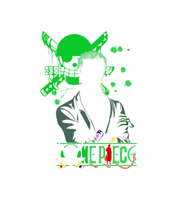 One Piece - Roronoa Zoro minta fehér pólón