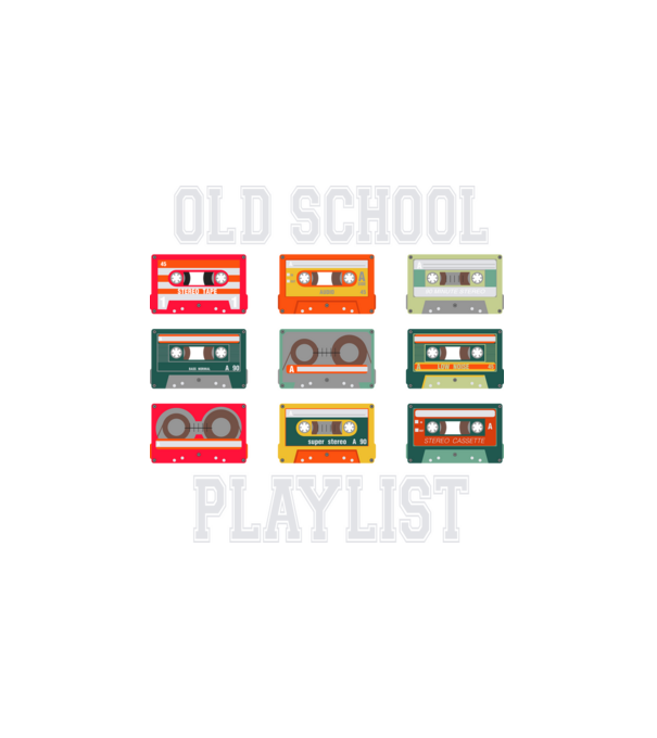 Old School Playlist minta fehér pólón