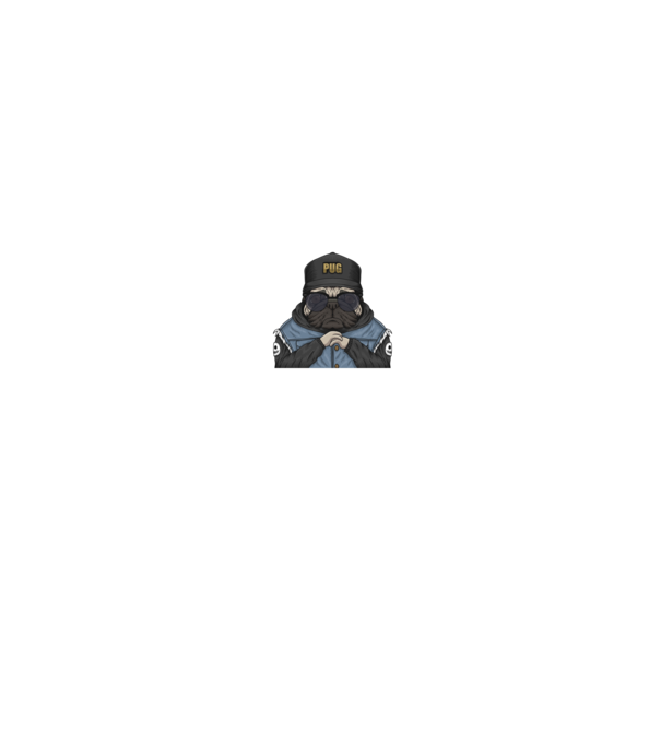 PUG minta fekete pólón