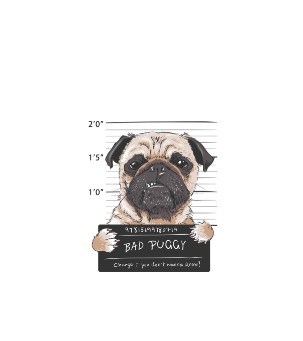 Bad Puggy minta fehér pólón