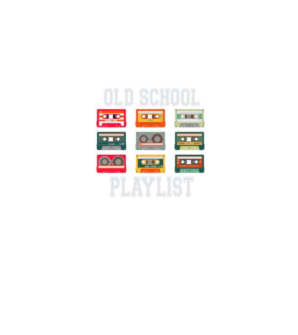 Old School Playlist minta farmerkék pólón