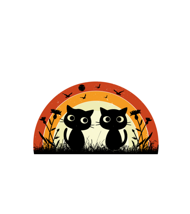 Két cica a naplementében minta fekete pólón