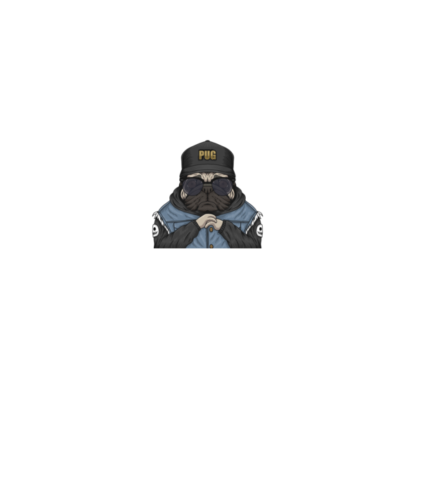 PUG minta fekete pólón